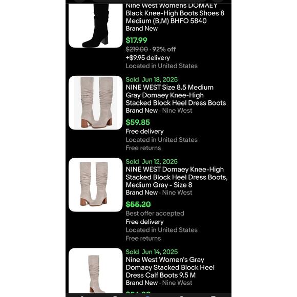 Nine West Domaey Tan Dress Knee High Boot Size 9.5M Suede Slouchy Block Heel NIB - Picture 10 of 12